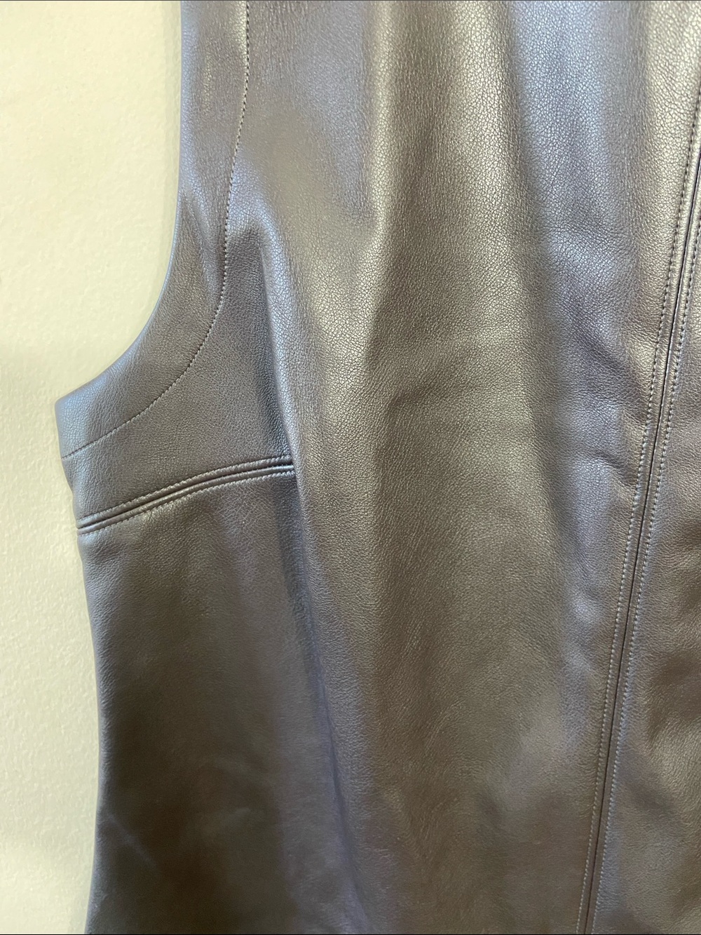 Gap Faux Leather Shell Top Medium Brown Sleeveless Vegan Leather Tank - Picture 3 of 5